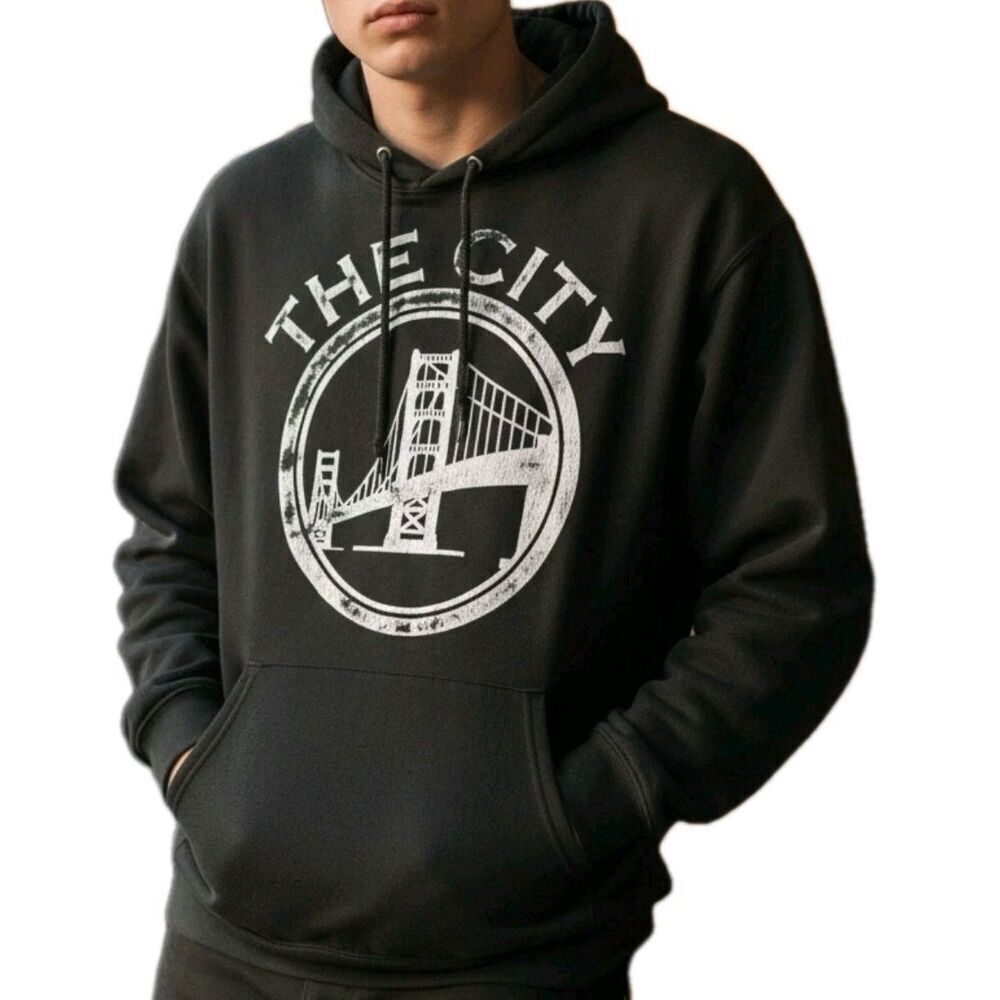NuBlend The City San Francisco Bay Area Black Hoodie Size S Golden Gate Bridge